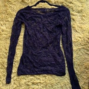 Sheer black lace long-sleeve top